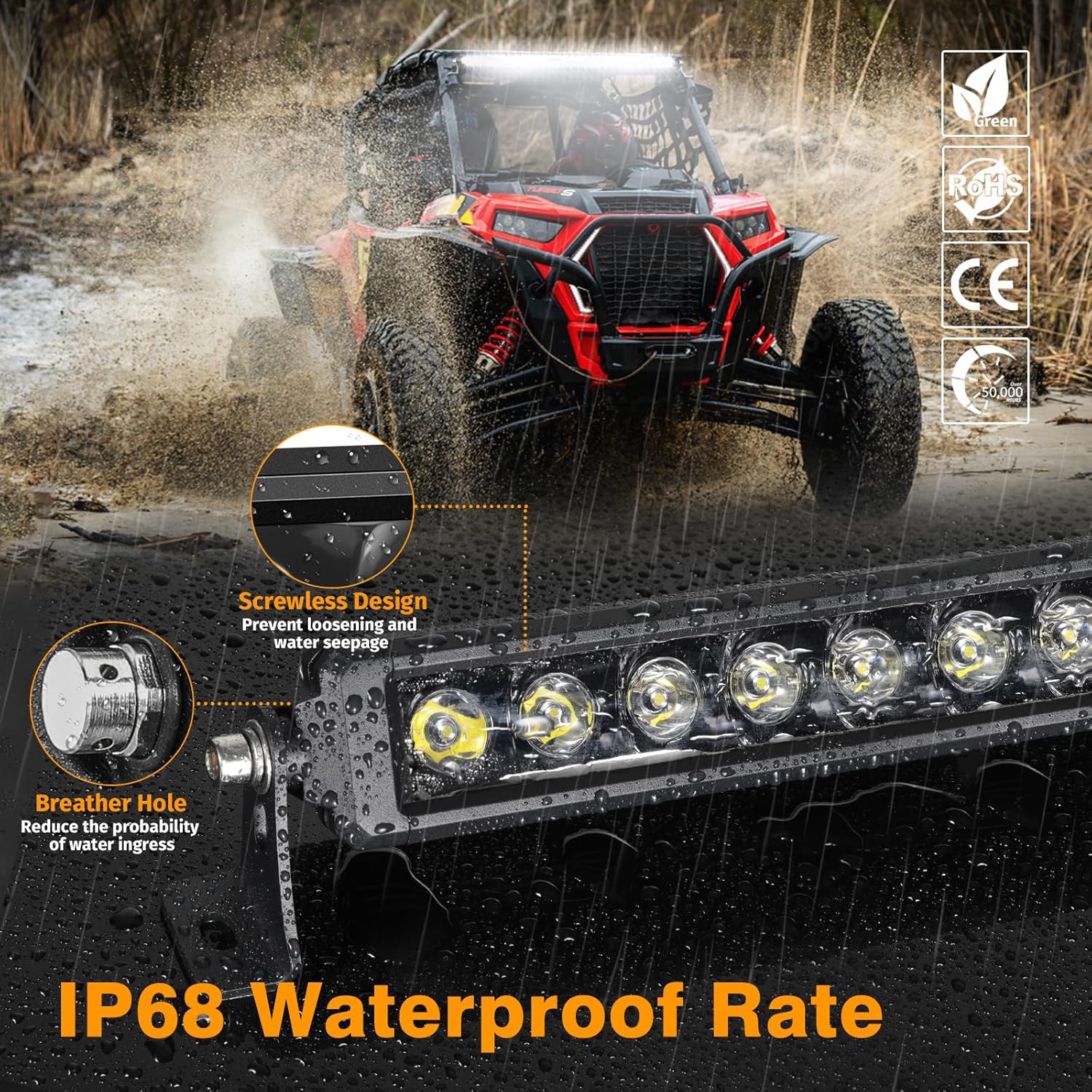 Muto-Beam 30 Inch Single Row LED Light Bar, Slim Driving Light Bar Spot Beam Off Road Lights Waterproof LED Bumper Lights Bars for ATV UTV Truck SUV Pickup Wrangler