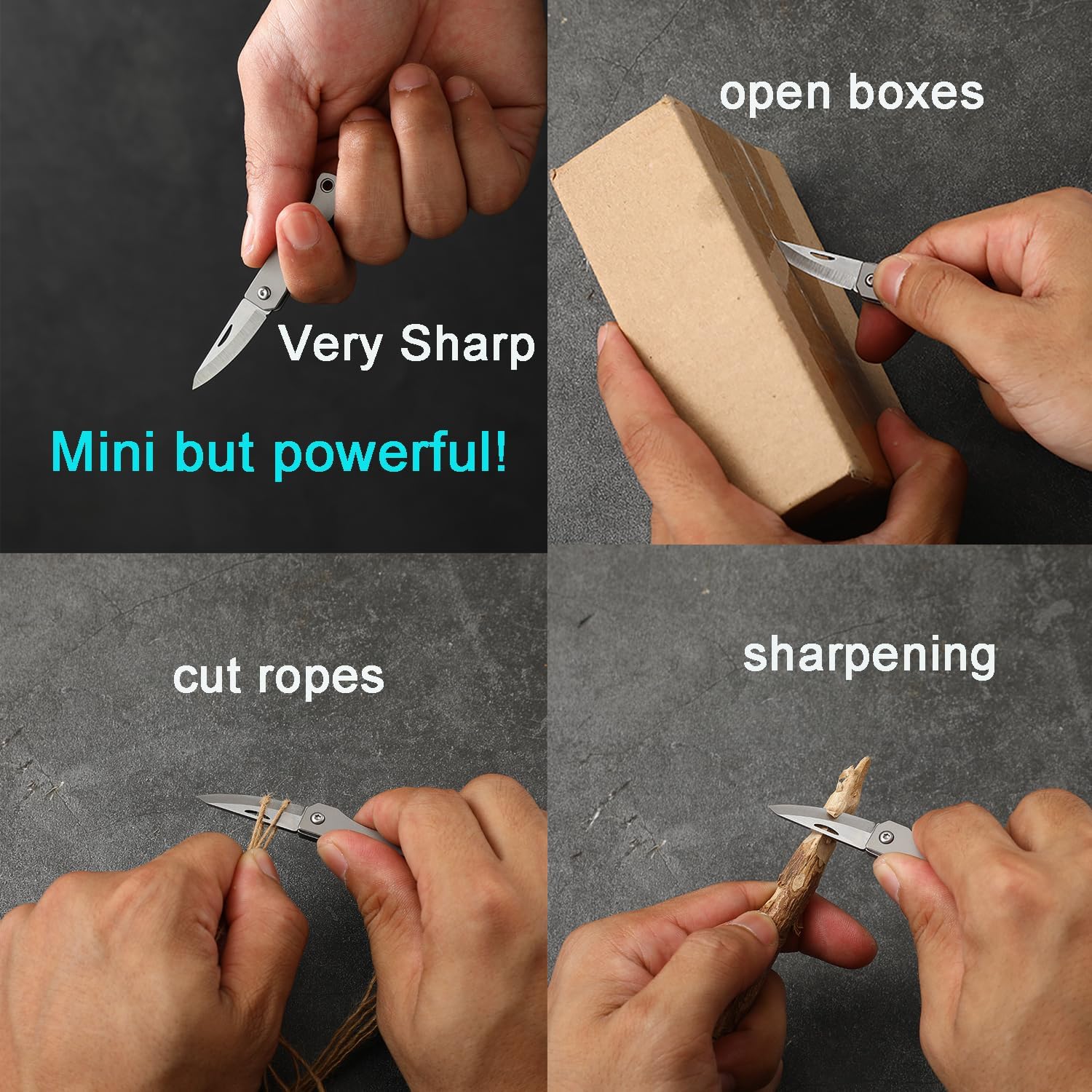 Mini Titanium Alloy Pocket Knife, Little Sharp Keychain Knife, Small Folding Knife, EDC Box Cutter, Gifts for Men Women