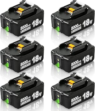 6Pack 18V 8.0Ah Replacement for Maki-ta 18v Battery Compatible with Mak-ita Battery 18v BL1860 BL1820 1830B 1840B