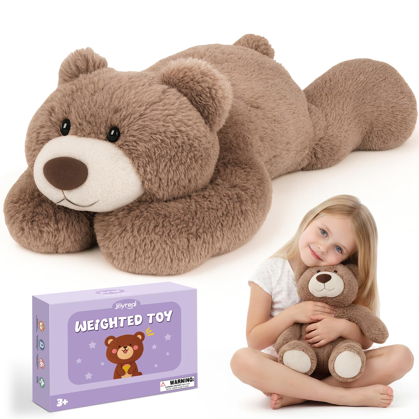 Joyreal 1.5kg Weighted Teddy Bear for Anxiety, Anxiety Relief for Adults, Weighted Plush Bear, Sensory Toys for Autism, Weighted Stuffed Animal 3.3lbs