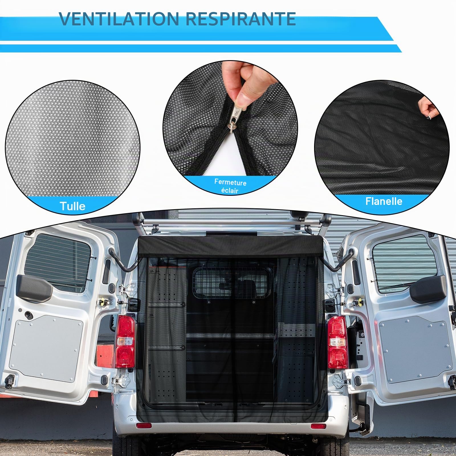 Moustiquaire Auto Remplacement pour Citroen Jumpy/Toyota ProAce/Peugeot Expert 2016-2025, Moustiquaire pour Porte Arrière de Voiture, Magnétique Monocouche, Insectes Respirants pour Camping