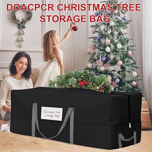 Miniatura 5 de Bolsa de almacenamiento para árbol de Navidad, se adapta a árboles artificiales de hasta 10 pies de alto, bolsa Oxford 600D resistente con asas