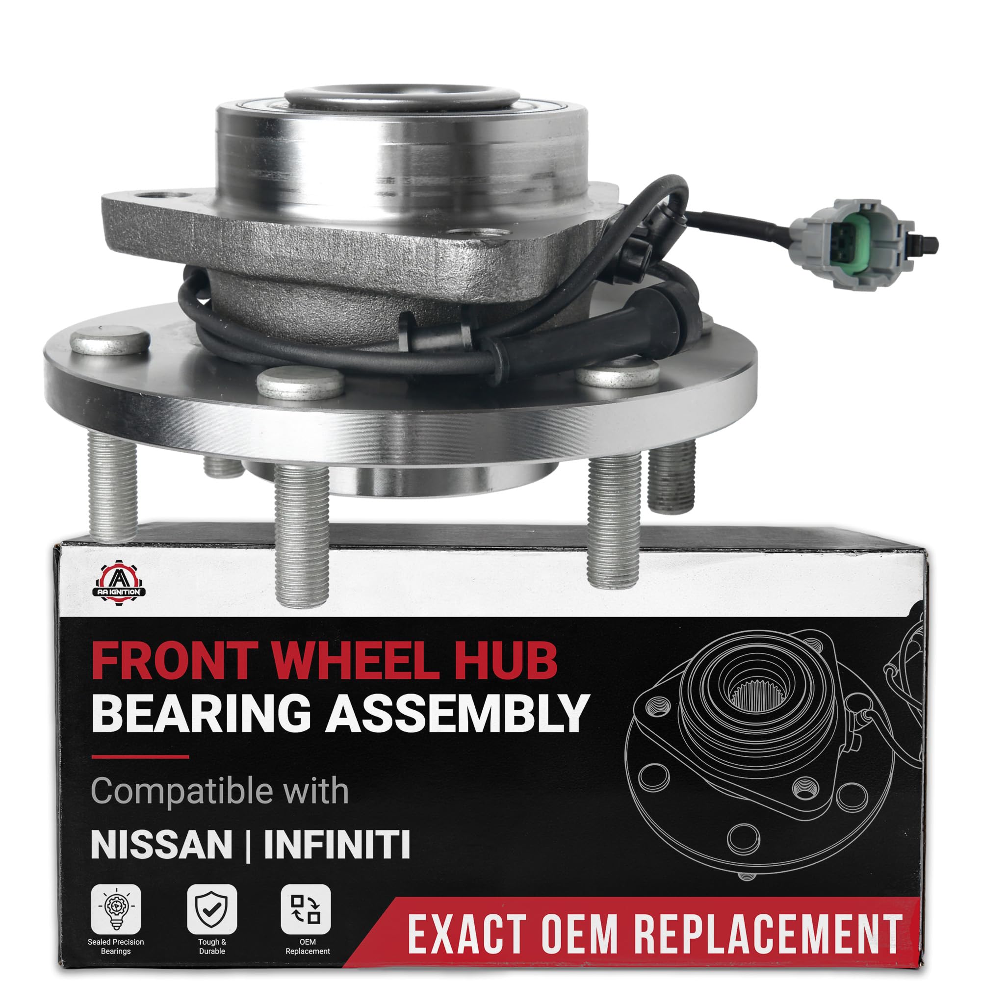 Front Wheel Bearing and Hub Assembly - Compatible with Infiniti, Nissan - QX56, Armada, Pathfinder Armada, Titan - Rear Wheel Bearing - Replaces 515066, 951-098, 402027S000-2004-2007