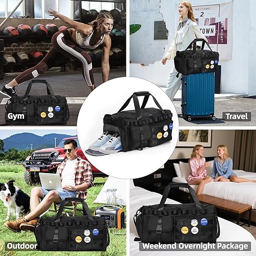 Miniatura 7 de Bolsa de gimnasio para hombres y mujeres con compartimento para zapatos, bolsa de lona convertible y mochilas de gimnasio, bolsa de gimnasio para