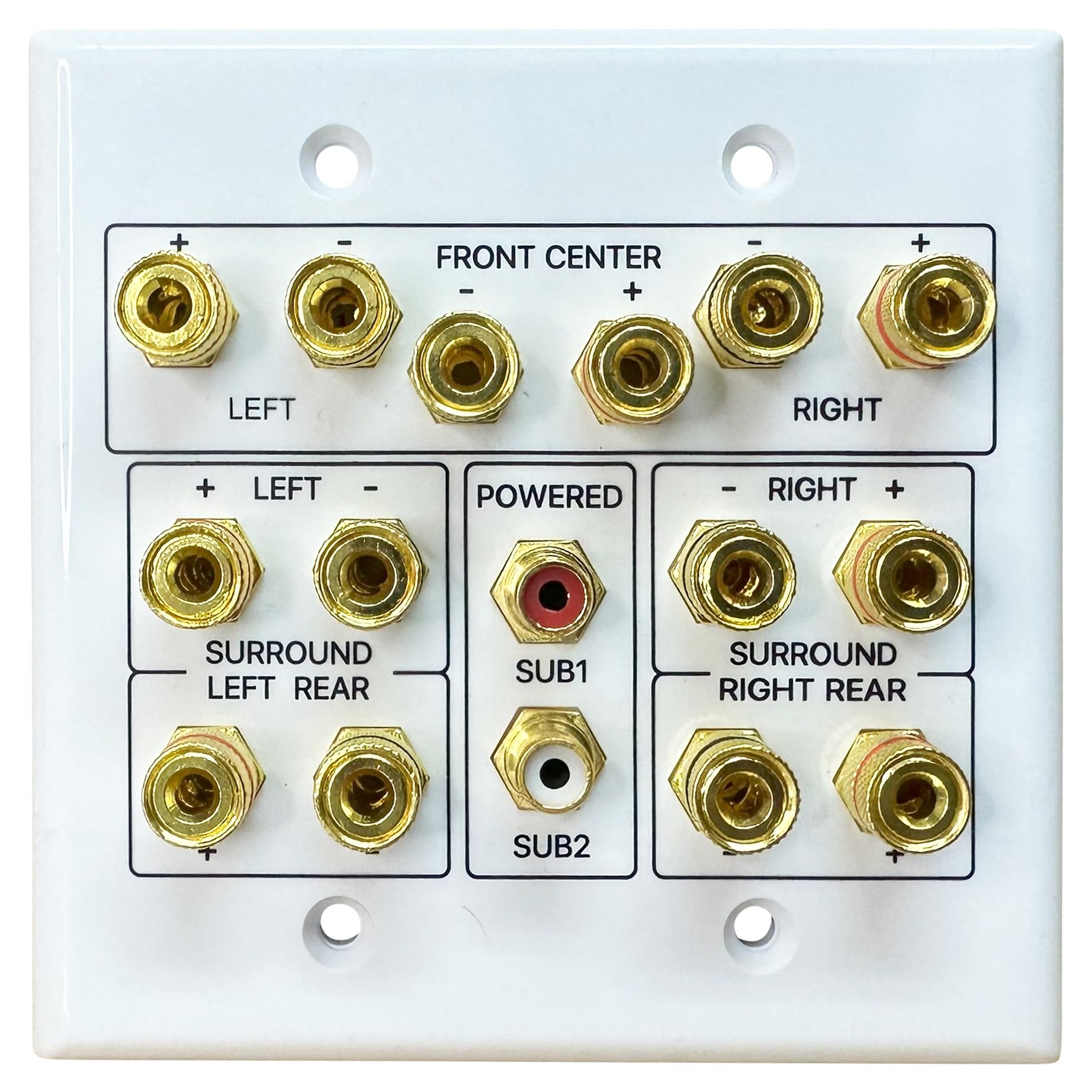 Home Theater Audio 12 Port Speaker Wall Plate With Gold Connectors ...