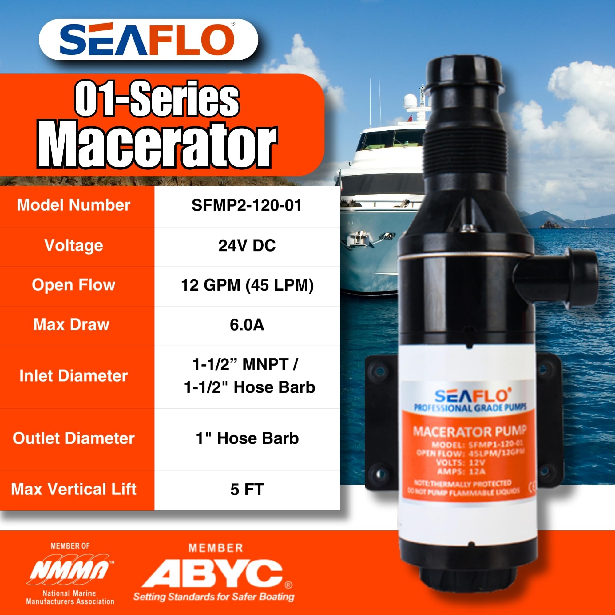 SEAFLO System pompy Macerator 24V do RV Marine 01 Series