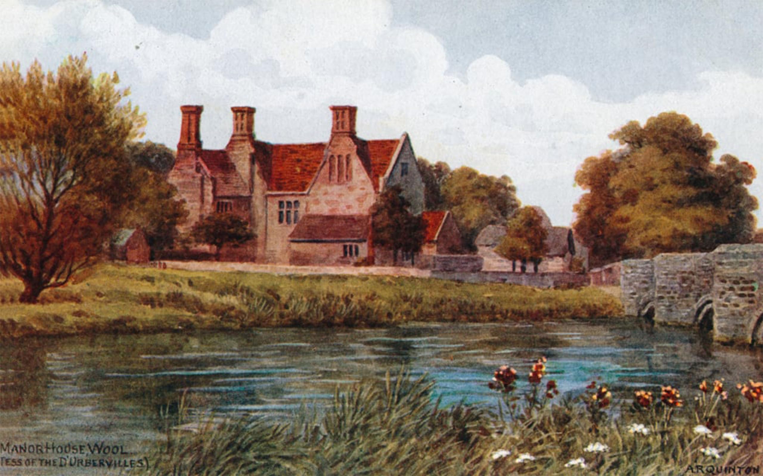 POSTERIIk Vintage Classic Picture Landscape Artwork Manor House Wool by Alfred Robert Quinton Portrait Canvas Painting for Office Home Decor 60x90cm