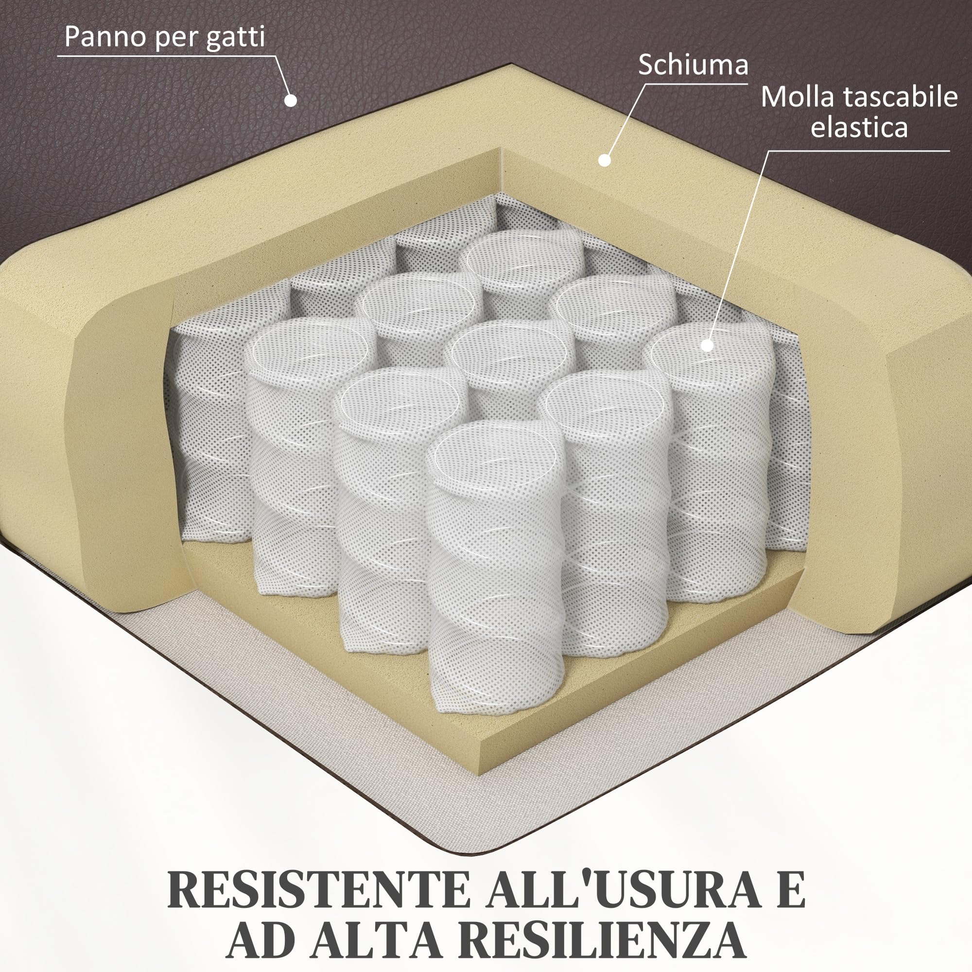 HOMCOM Poltrona Elettrica Alzapersona Reclinabile in Tessuto Antigraffio, Poltrona Relax Elettrica con 8 Punti Massaggianti, Riscaldamento, Poggiapiedi e 2 Telecomandi, Marrone