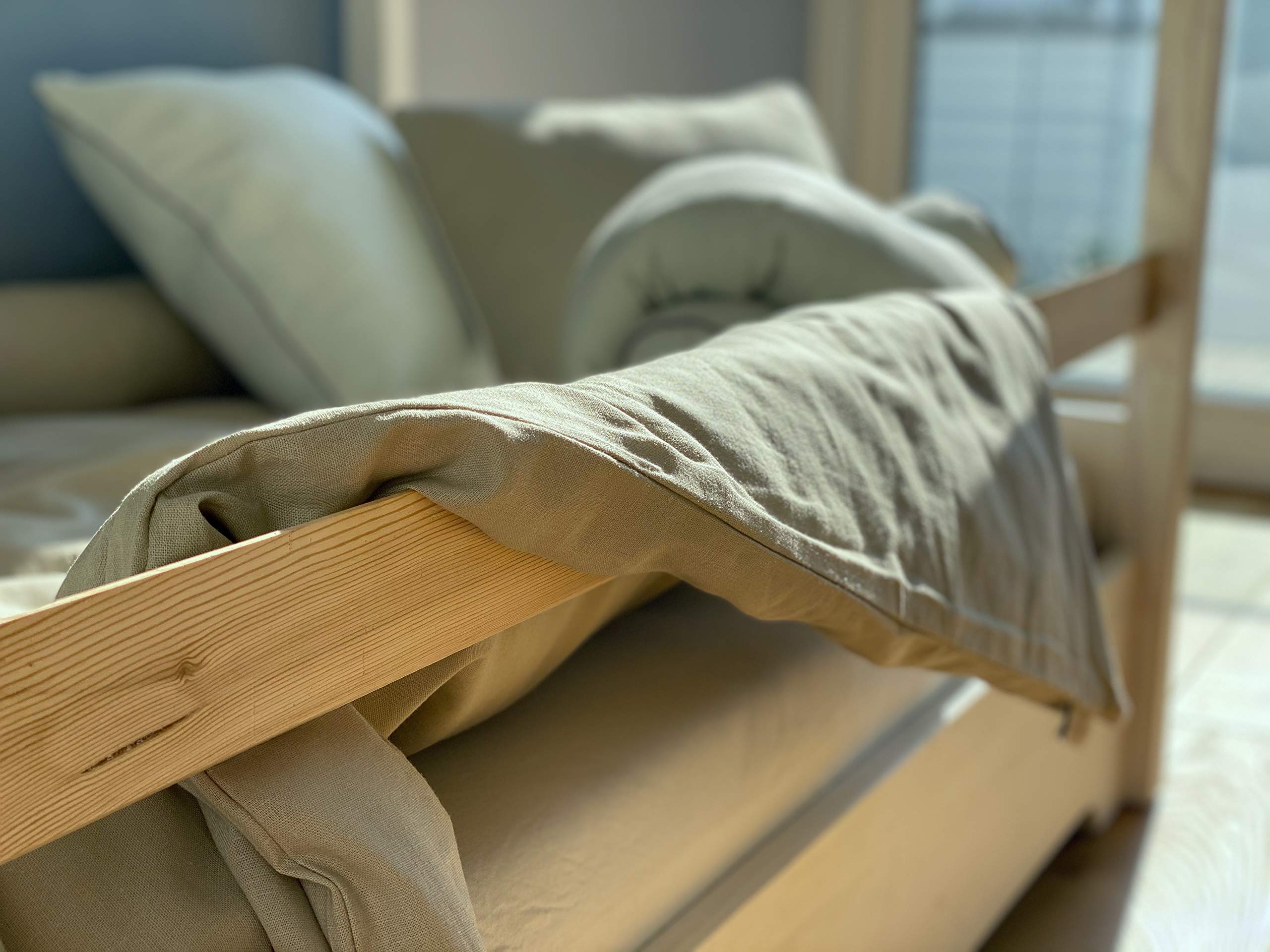 KraftKids Juego de ropa de cama de lino natural marrón con funda de almohada de 40 x 60 cm y edredón de 135 x 100 cm, funda de edredón de algodón, hecha a mano en la UE