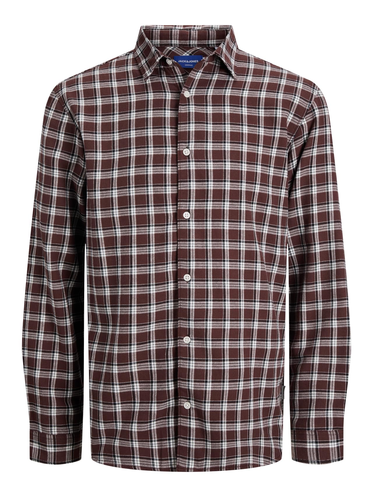 Jack & Jones Men's Jorjoshua Flannel Check Shirt Ls Ln, Deep Mahogany, M