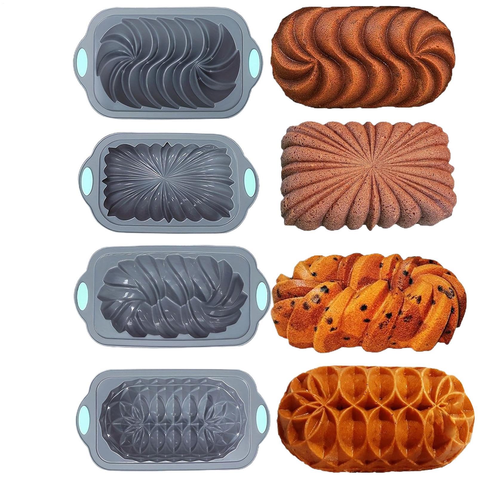 Molde Silicona Pan Resistente Al Calor Apto Microondas Y Horno Reutilizable | 4 Piezas Molde Desmoldable De Pan Apto Lavavajillas, Tartas, Brownies, Pastel De Carne, Empanadas, Lasaña