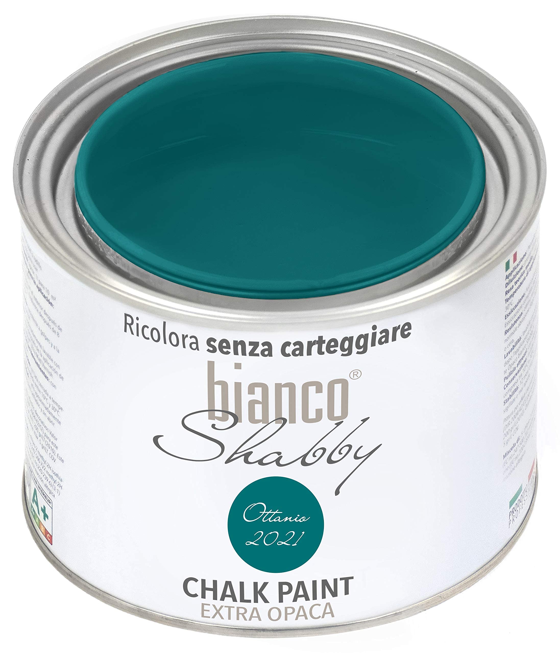 Chalk Paint Ottanio (2021) & Cera Neutra – Pintura Shabby Chic (500 ml) + Cera Profesional (500 ml)