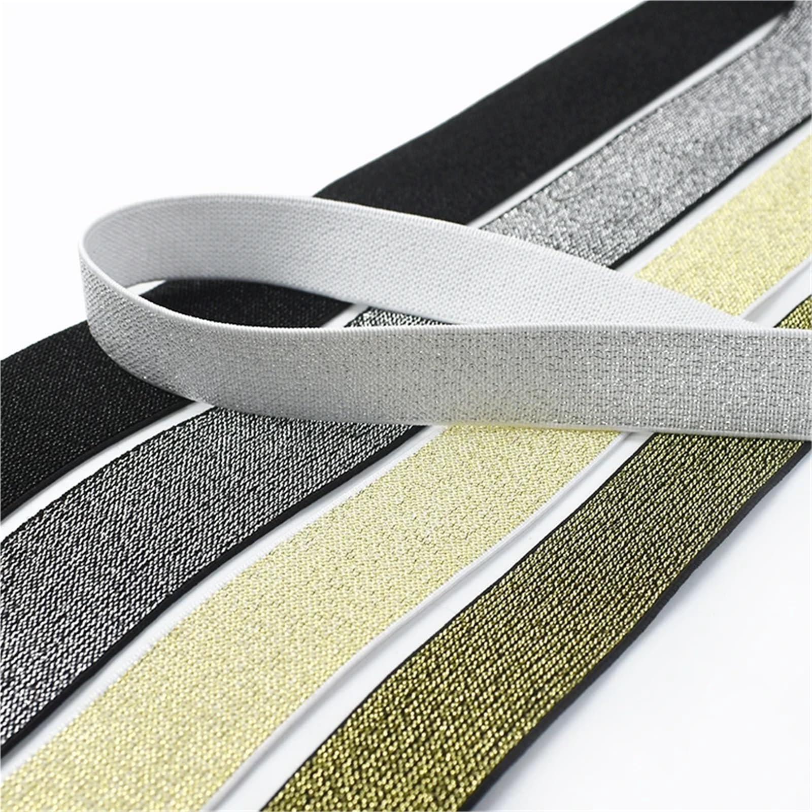 Cucire Gli Elastici 5/10M 10-50mm Fascia Elastica Glitterata for Cucire Elastici for Indumenti, Pantaloni, Cinture, Nastri, Accessori Fai da Te(WhiteSilver,10Meters,30mm)