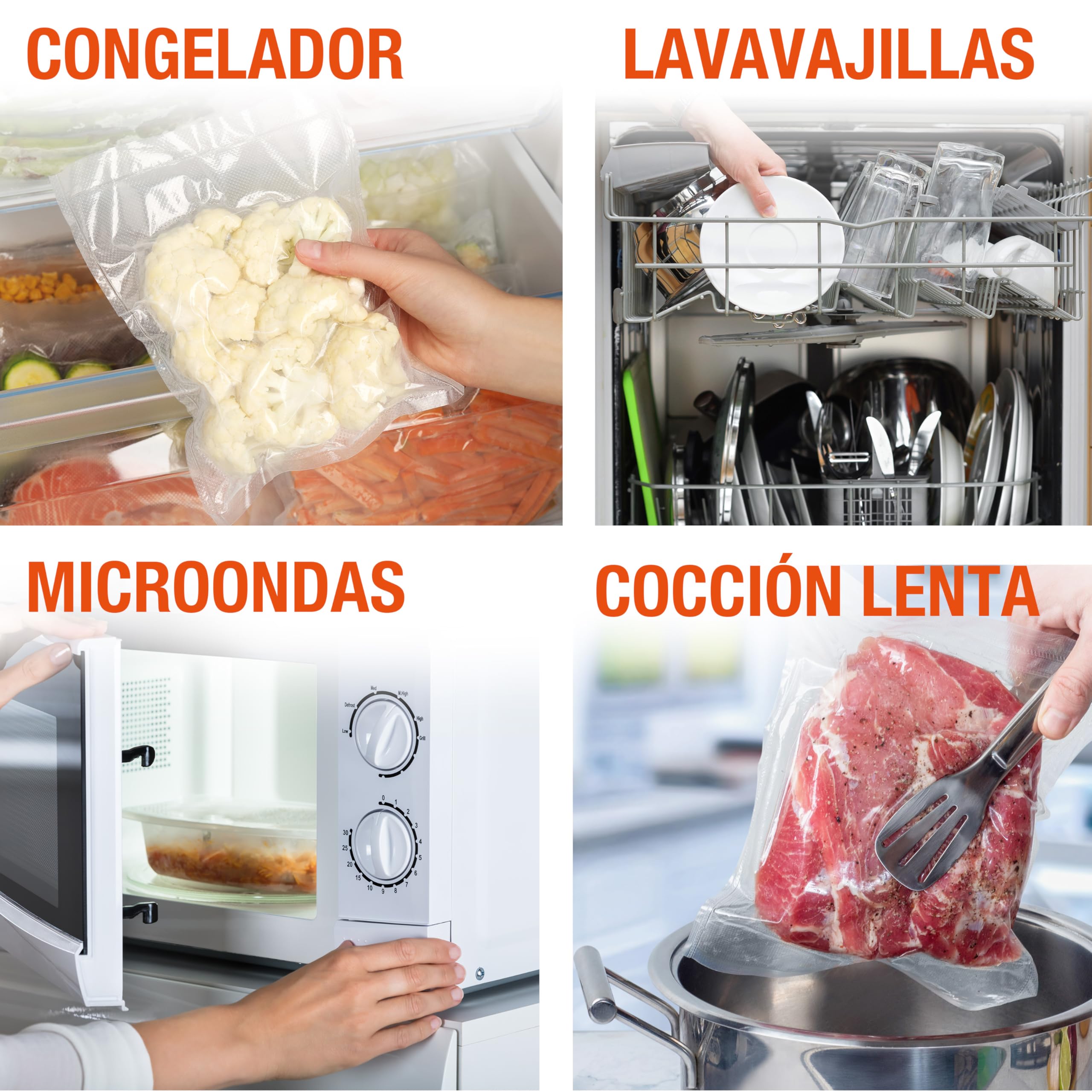 Envasadora Alimentos Vacío SellaVac PRO Automática Doble Sellado Térmico. Líquidos/Sólidos. Fácil uso. Compacta. 2 Rollos Bolsas Vacío+2 Bolsas con Válvula Reutilizables+Tubo de vacío Multiusos. 130W