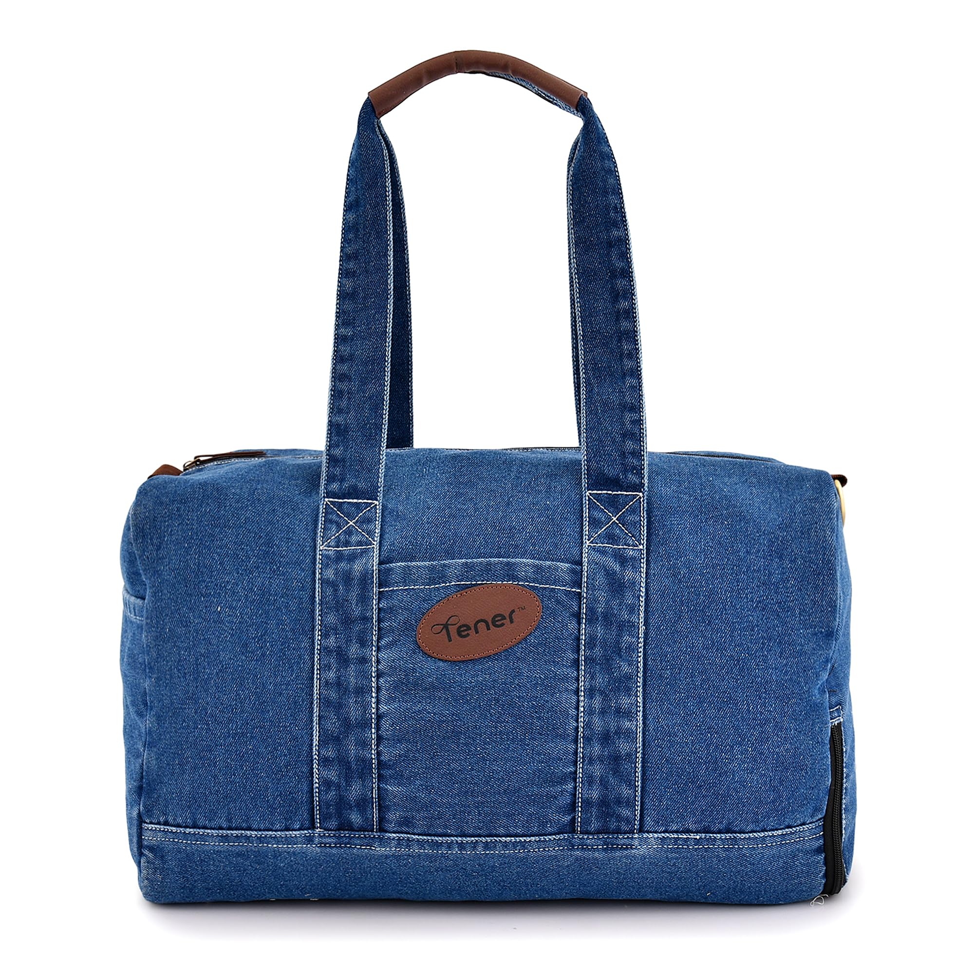 Unisex Premium Denim Gym & Travel Duffle Bag | Stylish, Durable & Spacious with Separate Shoe Section & Accessory Pockets | Denim Blue-image-34