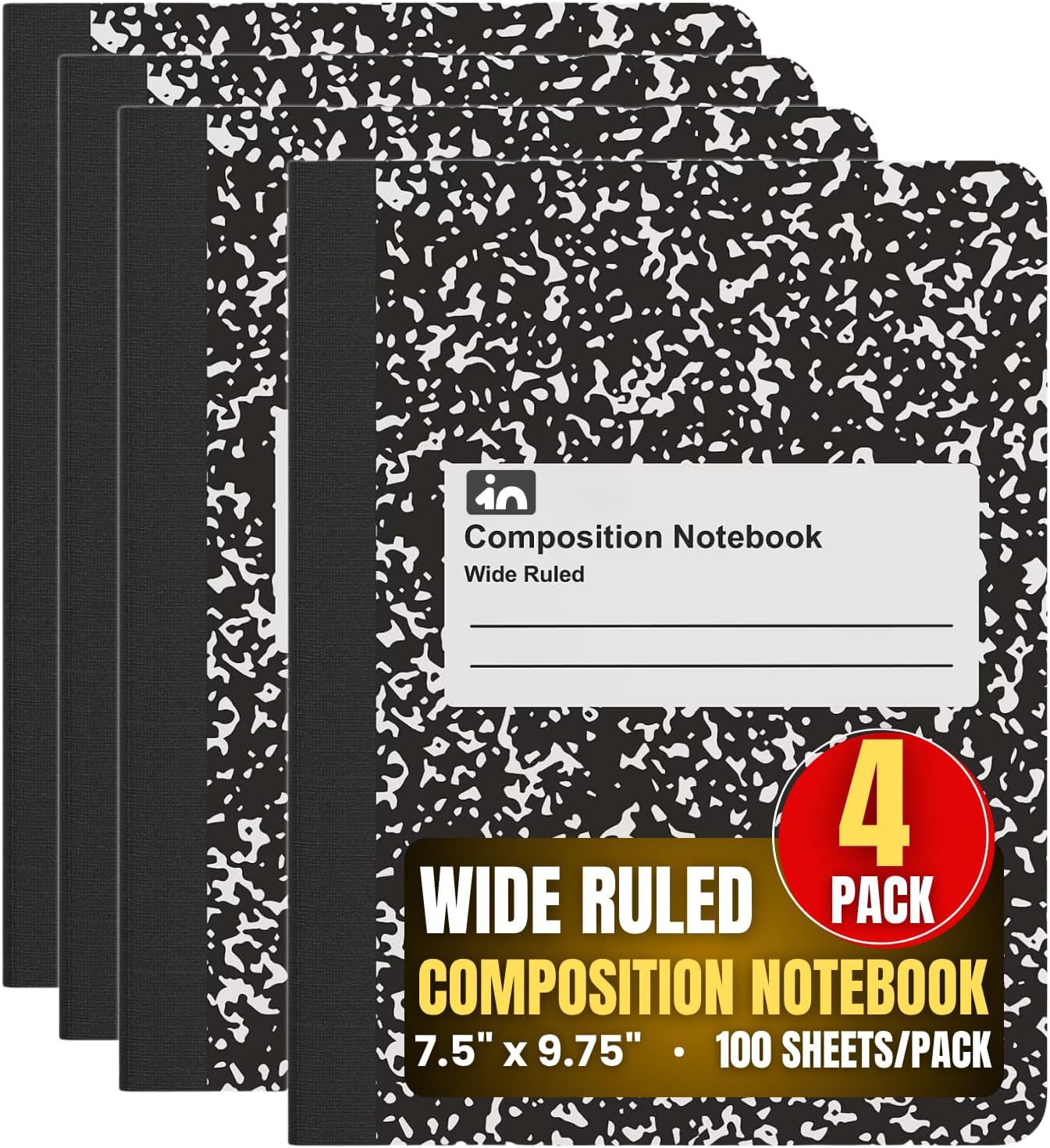 Mead Composition Notebook, 3 Pack, Wide Ruled Paper, 71/2