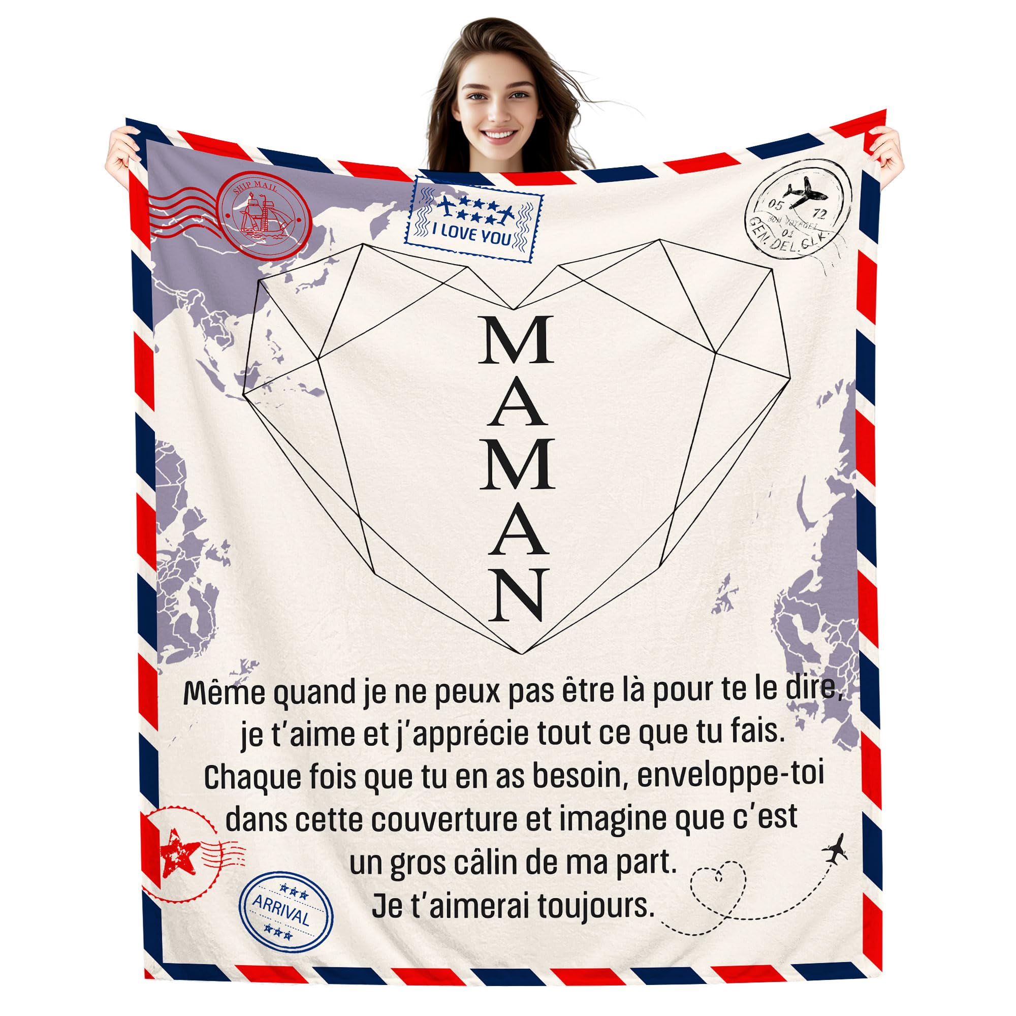 Couverture plaid Maman idée cadeau fête des Mères, anniversaire et Noël