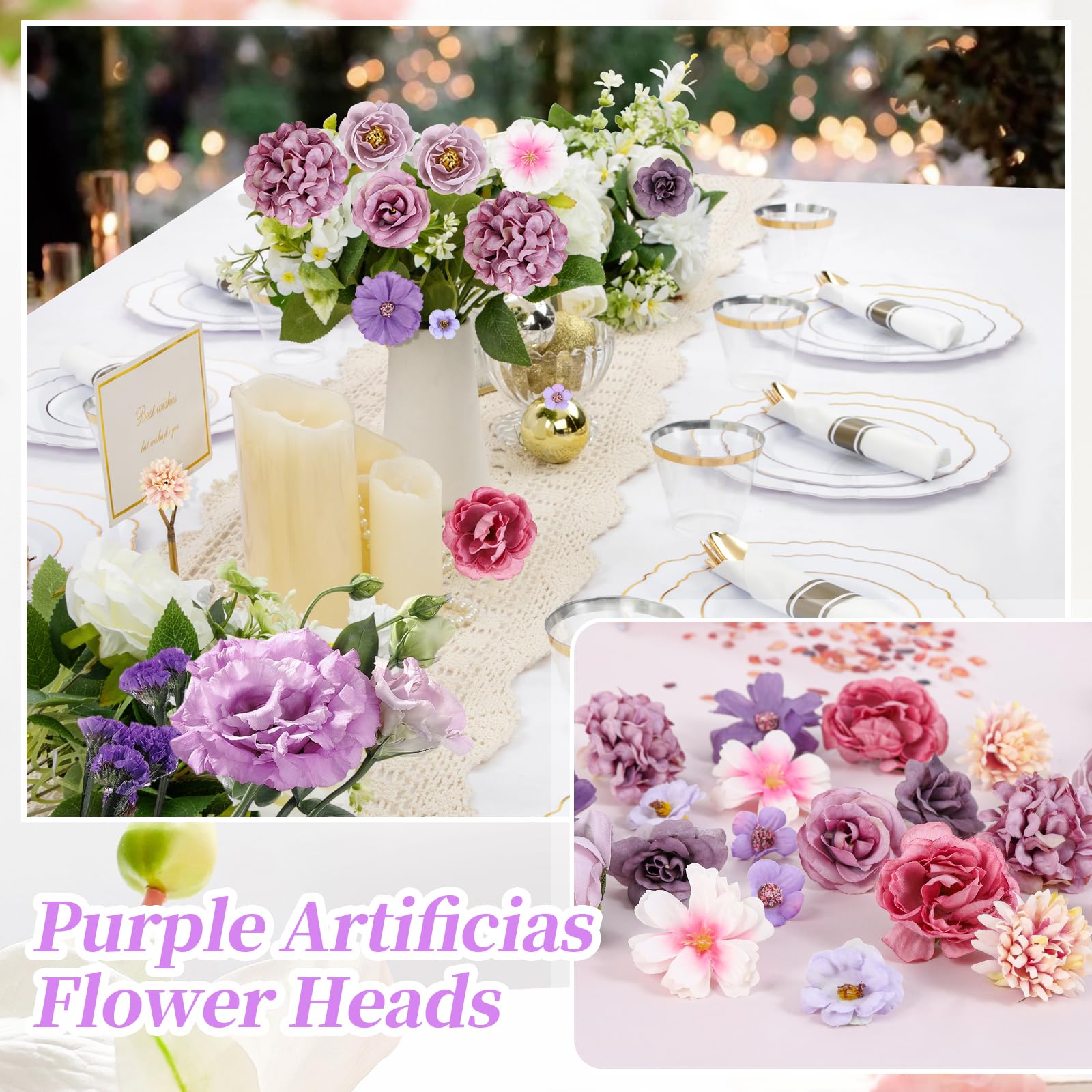 JaMalign Lot De 40 Fleurs Artificielles Pour Décoration, Bouquet