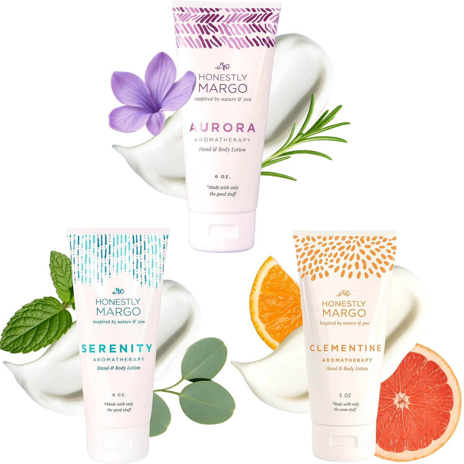 Honestly Margo Aromatherapy Hand & Body Lotion Set (Lavender, Eucalyptus and Citrus, 6 Oz) – Hydrating Moisturizer with Essential Oils, Clean, Cruelty-Free Body Care, Bath Products, and Hand Cream