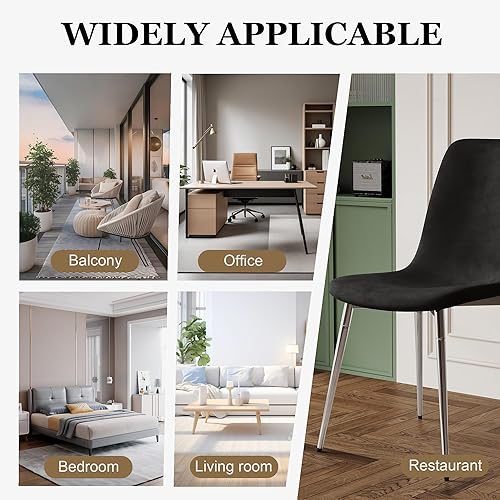 Miniatura 8 de Mid-Century - Juego de 4 sillas de comedor modernas, cómodas sillas auxiliares con asiento de tela, patas plateadas de metal resistentes para