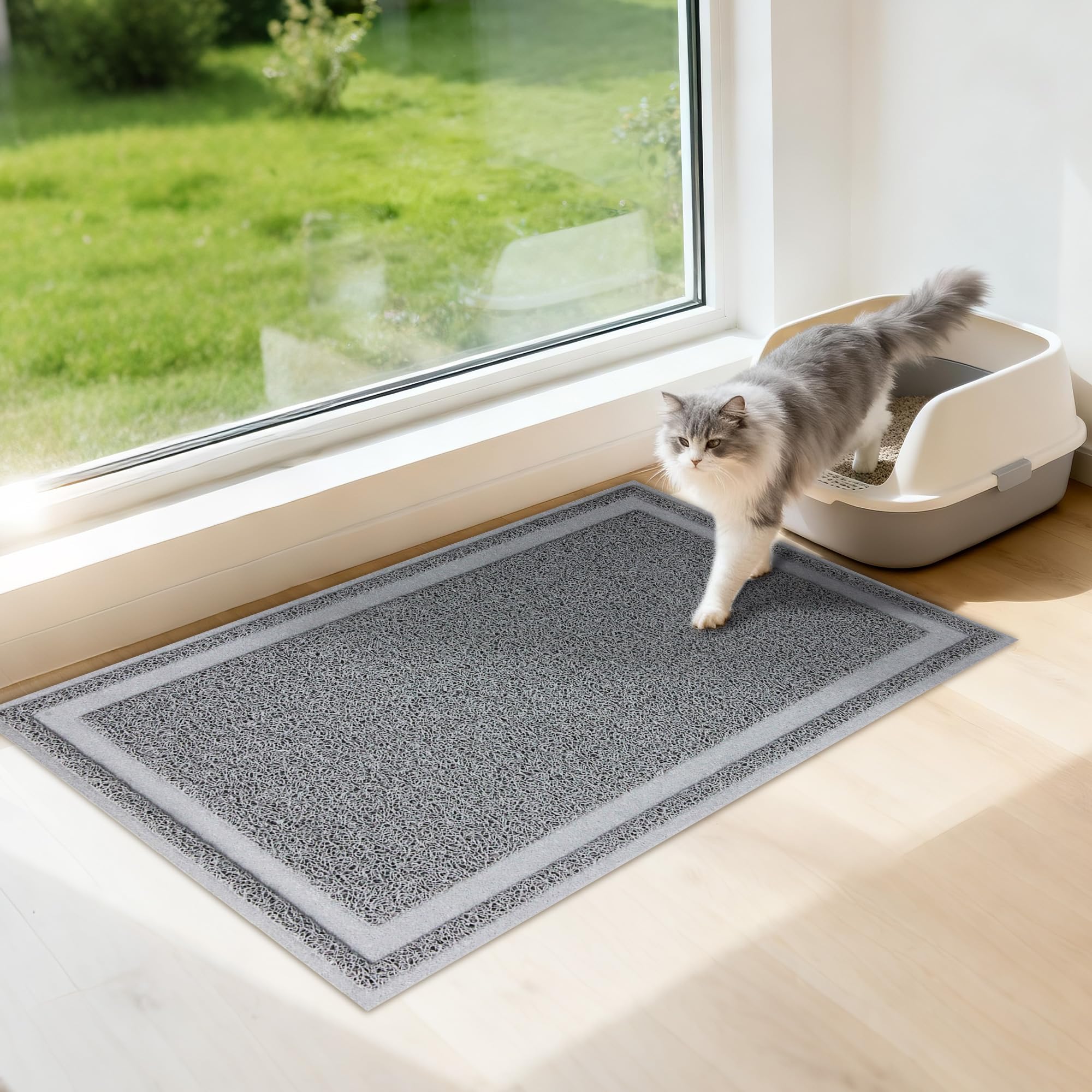 Large Non Slip Cat Litter Trapping Mat Soft Mesh Scatter Mat 90x60cm