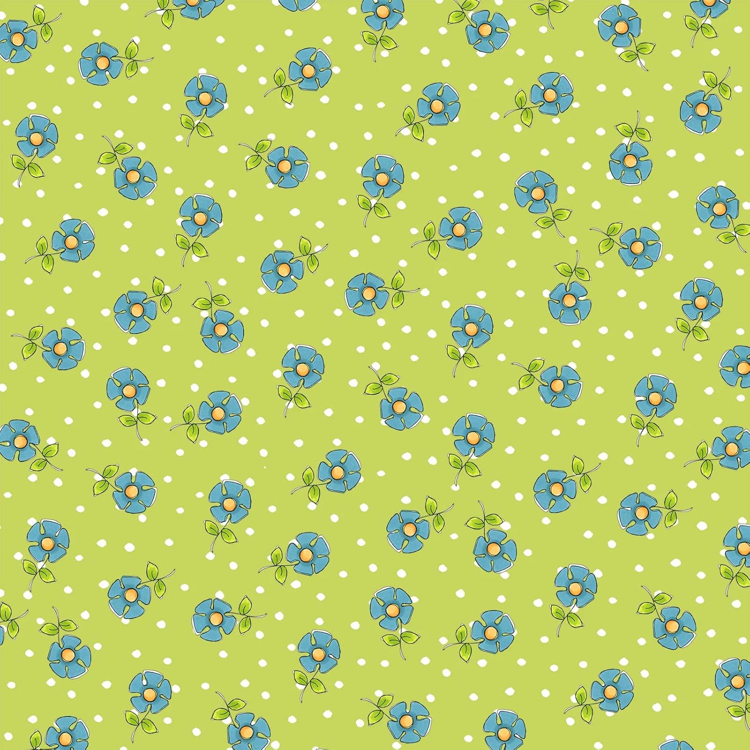 Daisy Dots Green Fabric Yard