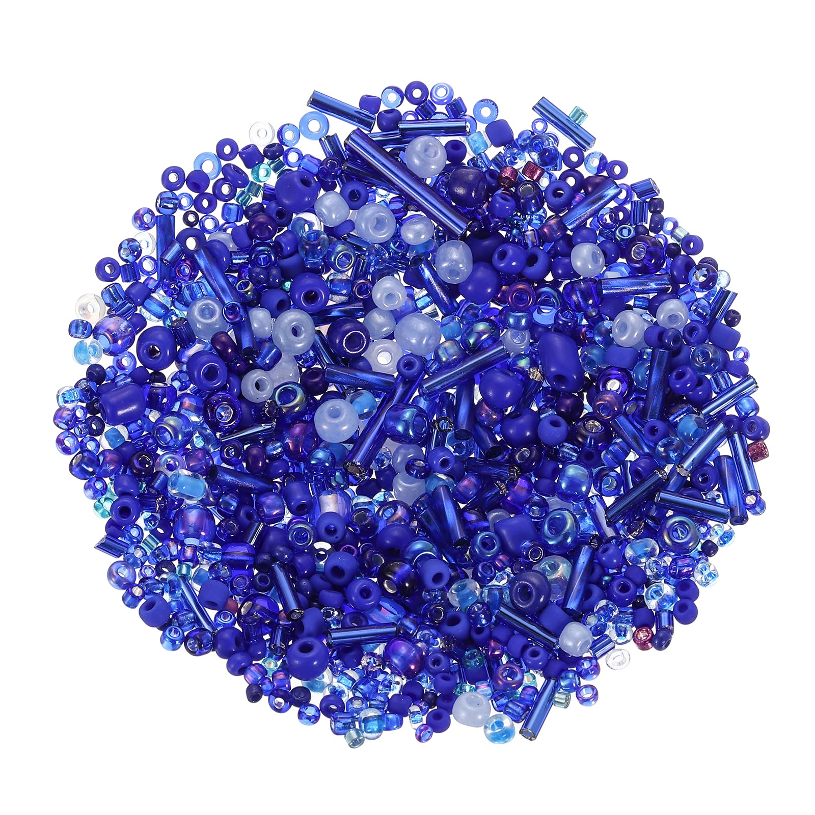 sourcing map 2000Pcs Mixed Glass Beads, 2-4 mm Mini Tube Bugle Loose Crafts Beads with Hole, Bulk Spacer Bead for DIY Craft Making, Dark Blue