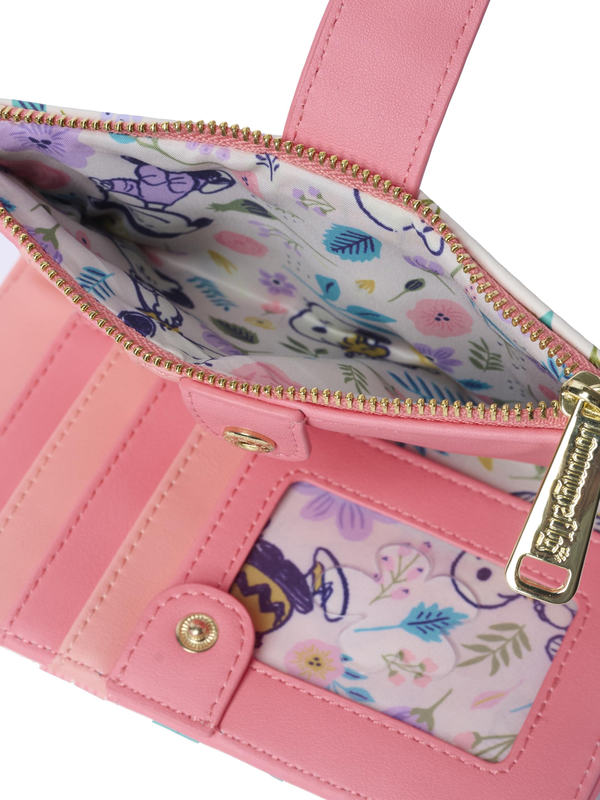 Loungefly Peanuts Snoopy Geldbörse mit Klappverschluss für Damen, Woodstock, Blumendruck