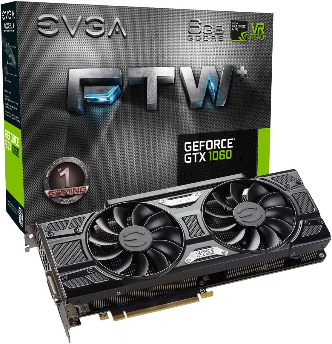 GeForce GTX 1060 6GB FTW+ GAMING ACX 3.0, 6GB GDDR5, LED, DX12 OSD Support (PXOC) Graphics Card 06G-P4-6368-KR