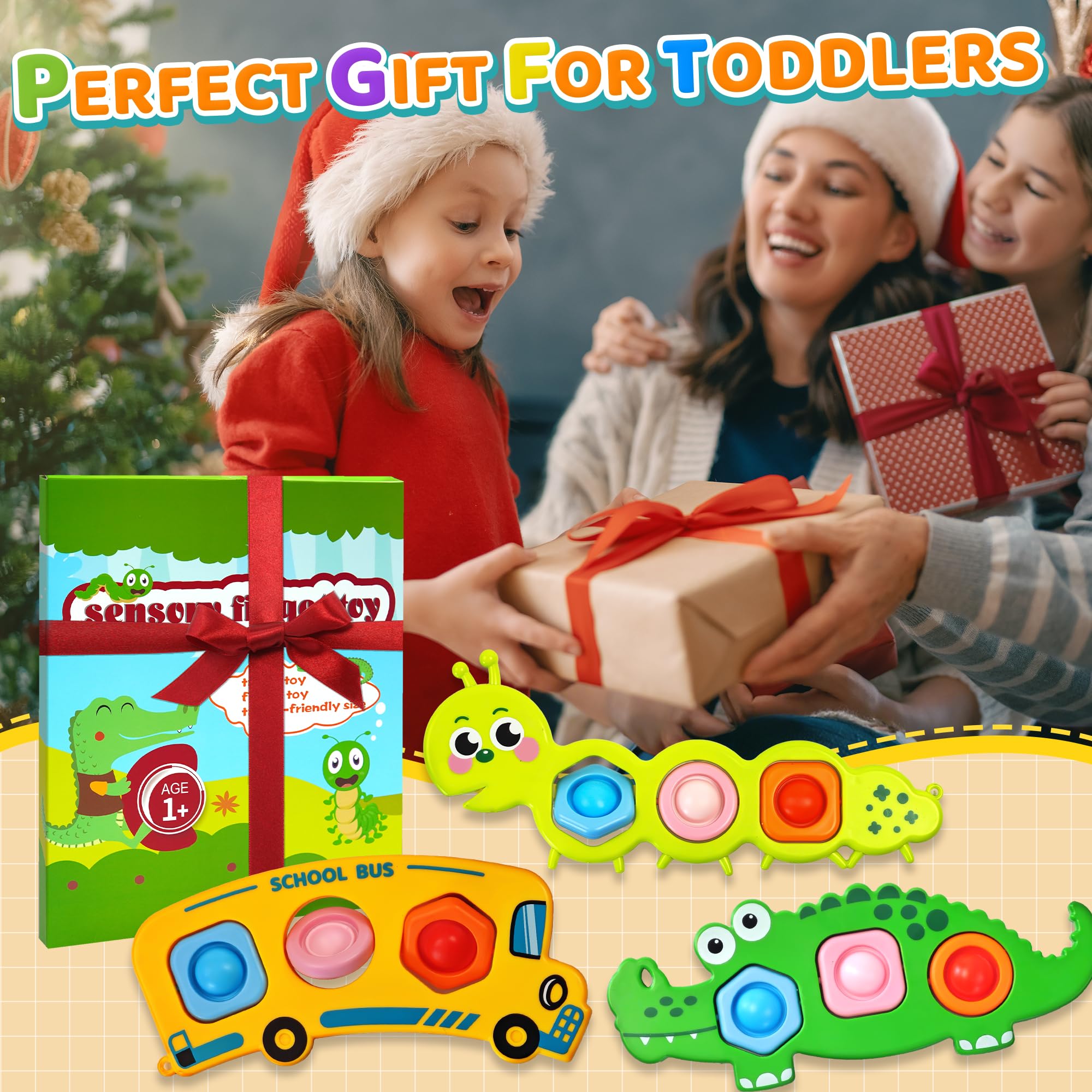 Pop it Fidget Toys per bambini, 3 pezzi, fidget popper, aereo, attività di viaggio, essenziali, sensoriali, spinner Montessori, giocattolo per apprendimento precoce, regalo per bambini di 1, 2, 3 anni