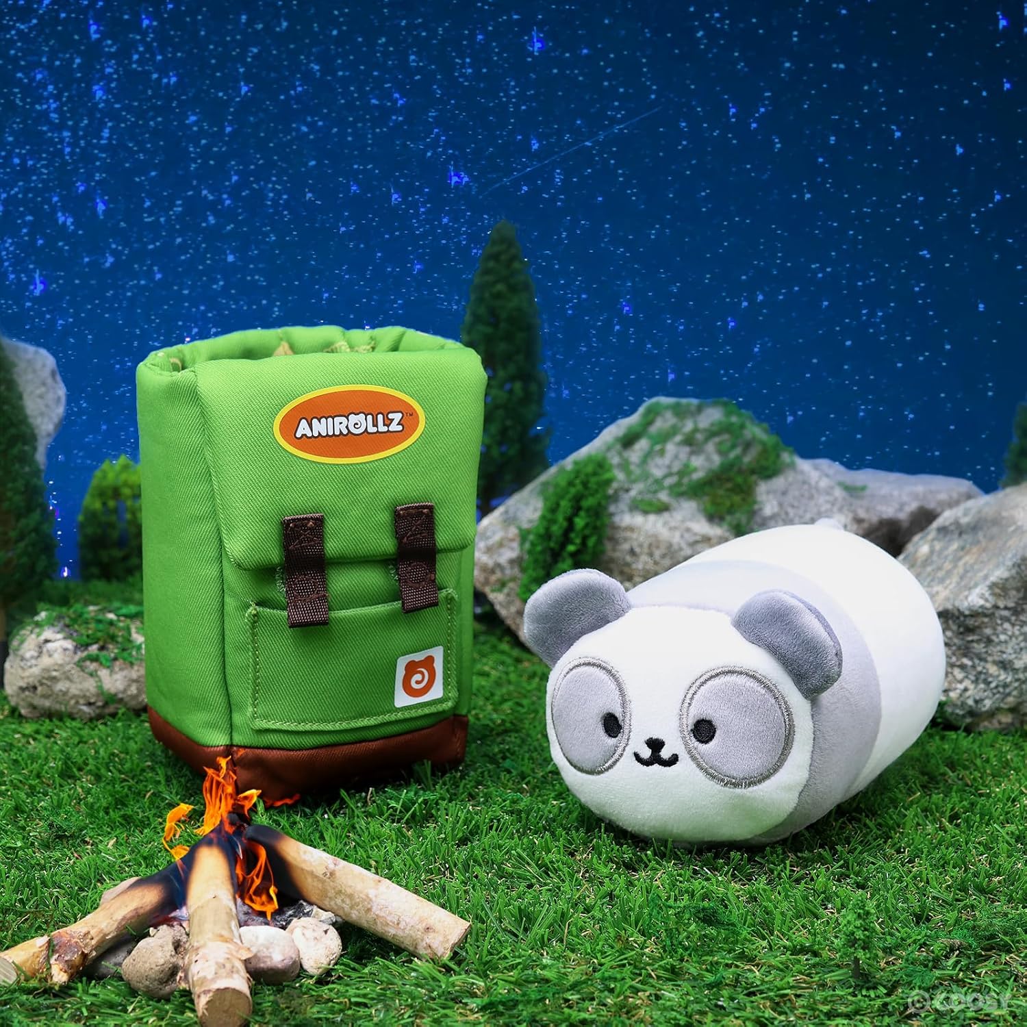 Anirollz Stuffed Animal Plush Toy – Camping Pandaroll in Backpack 6" Small Outfitz Plush Doll | Soft, Squishy, Warm, Cute, Comfort, Safe | Birthday