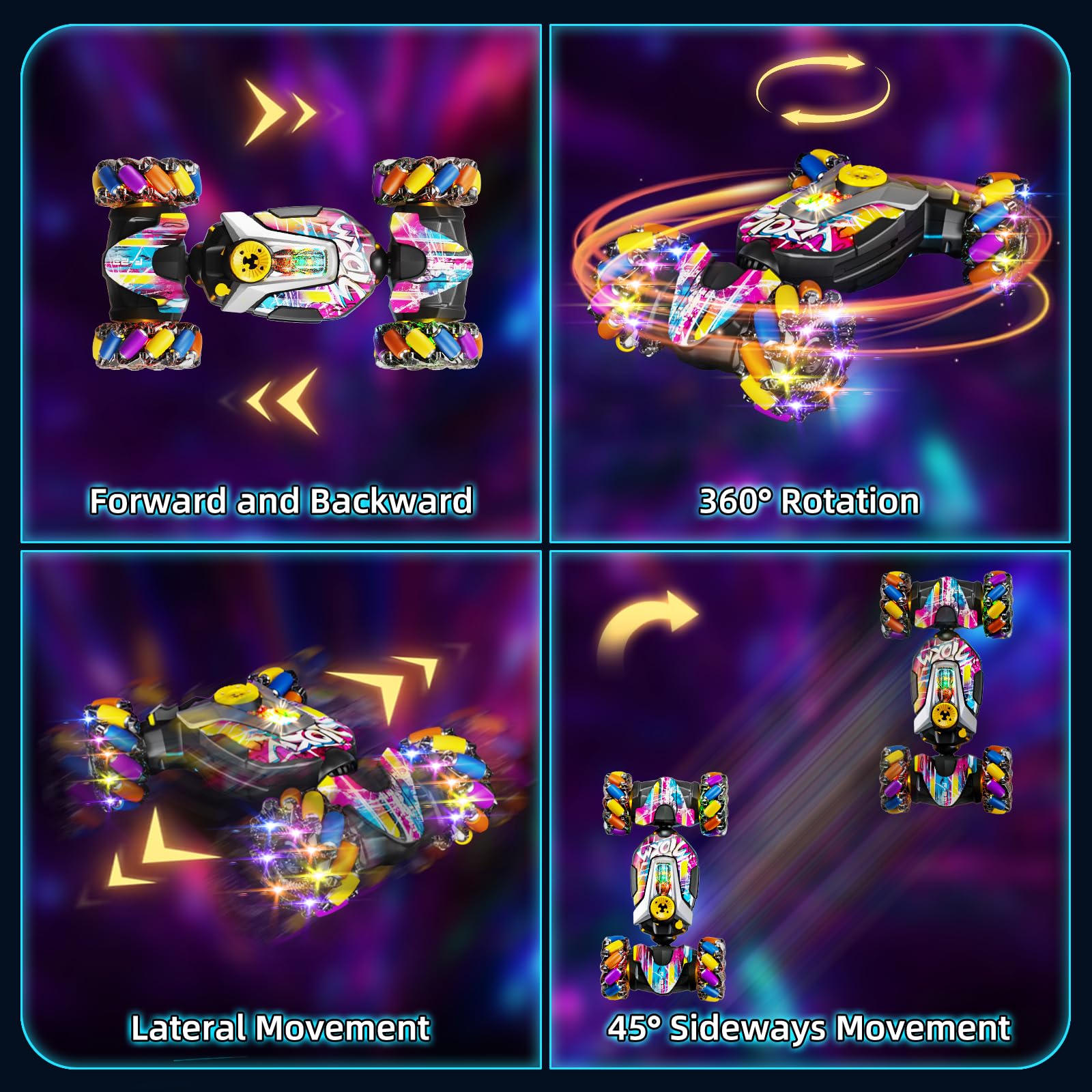 RC Cars,Gesture Sensing RC Stunt Car with Light & Music,Custom Command Operation,4WD,45° Driving,360° Rotating,2.4Ghz Remote Control Twist Car Toys for Kids Boys Age 4 5 6 7 8 9 10 11 12 Years Old