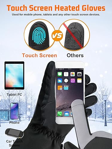 Miniatura 3 de Guantes calefactables, guantes térmicos eléctricos para hombres y mujeres, batería recargable de 5000 mAh, 3 niveles de ajuste de temperatura,