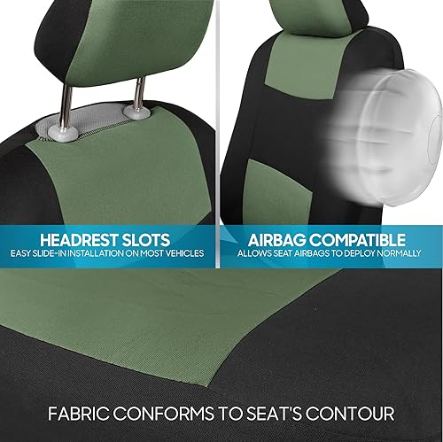 Miniatura 111 de BDK PolyPro - Juego completo de fundas de asiento de automóvil en color menta sobre negro, fundas de asiento delantero y trasero, accesorios