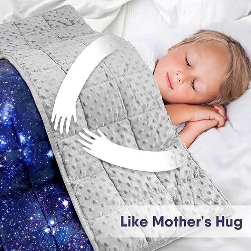 Miniatura 6 de Solfres Manta pesada de 5 libras, 36 x 48 pulgadas, manta pesada de impresión de 5 libras para niños y adolescentes, ultra suave y acogedora,