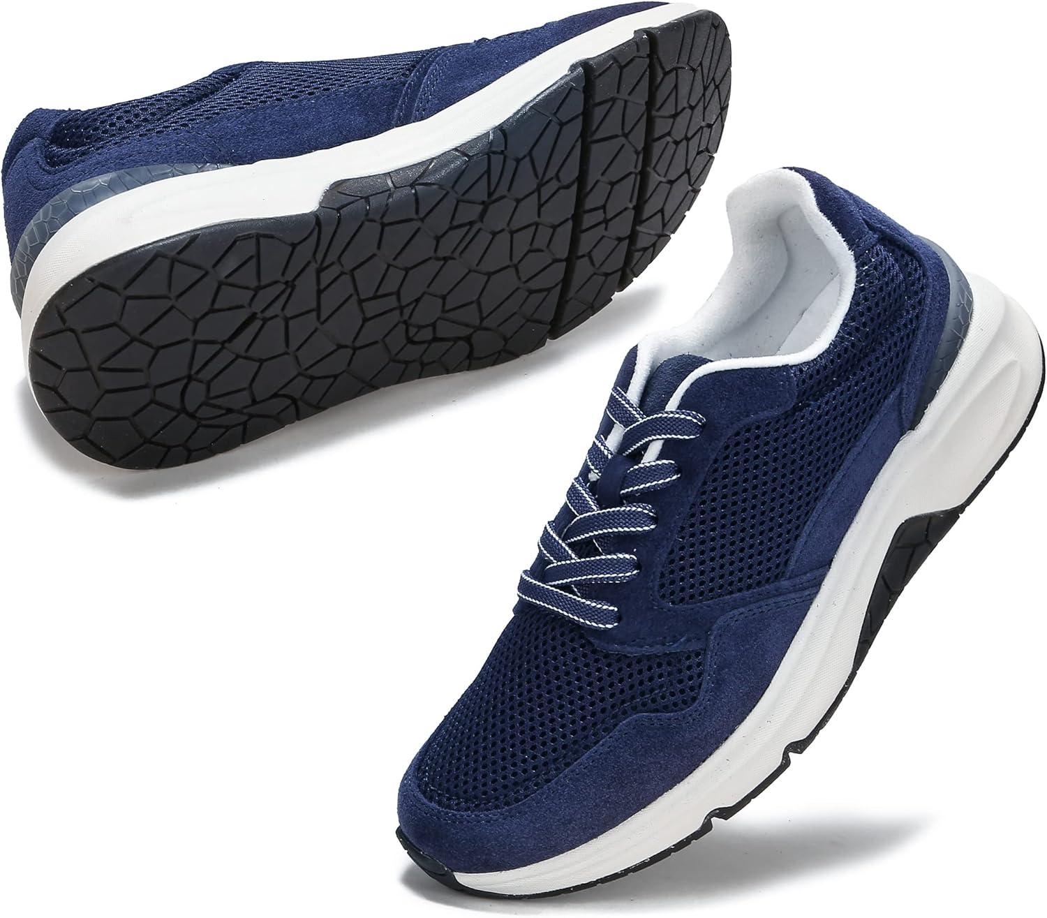 Non Slip Womens Fashion Sneakers Comfortable Lace Up & Mesh Walking Shoes Women 10.5 Navy Blue