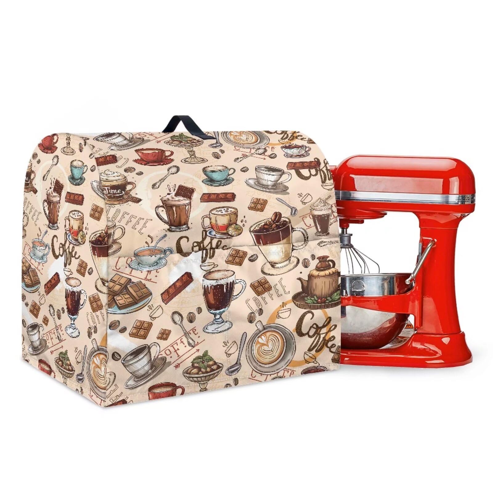 Talayituse Coffee Chocolate Print Stand Mixer Cover Water Resistant Stand Mixer Dust Cover 4.5-5 Quart Anti-Splash Kitchen Aid Mixer Cover Dustproof Kitchen Appliance Covers for Stand Mixer, Small