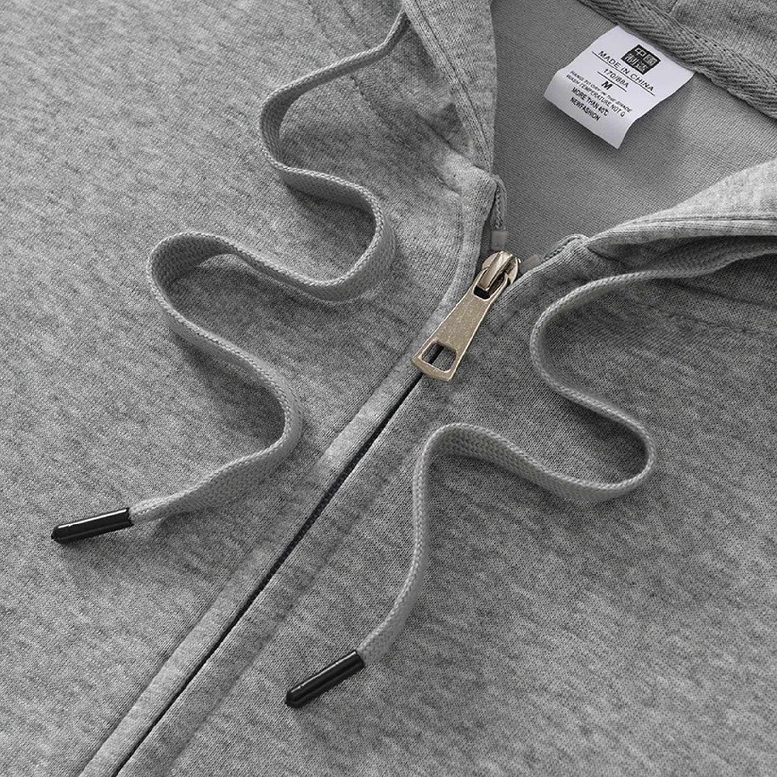 Bluza damska Hua Cotton Full Zip Hoodie z długim rękawem stringi -bluza z kapturem z kieszeniami-szary-konopny-M (100-115 Jin)