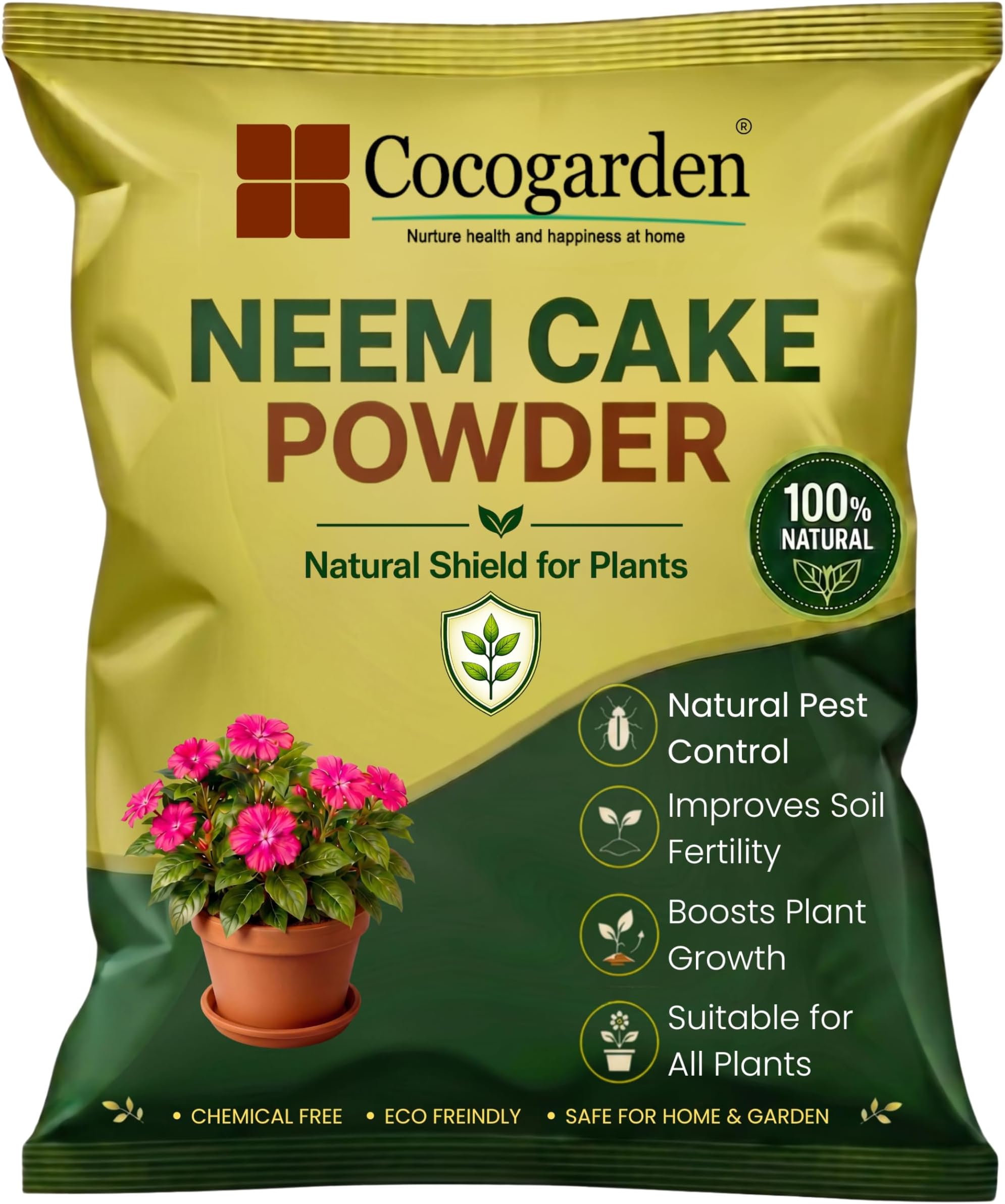 Cocogarden Neem Cake Powder 900g | Neem Khali Organic Fertilizer & Pest Control | Improves Soil Health & Promotes Strong Plant Growth