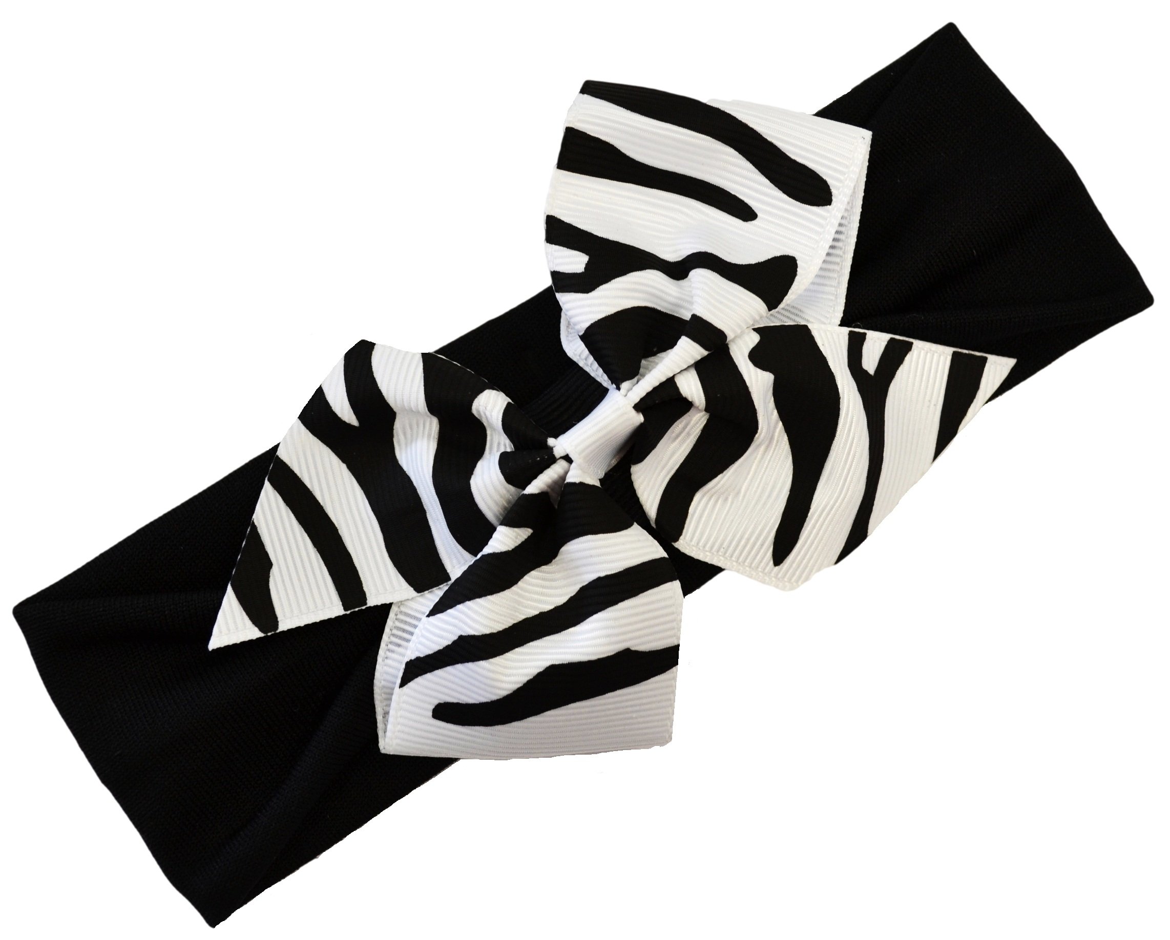 Funny Girl Designs Zebra Print Baby Headband (Zebra Bow on Black Band)