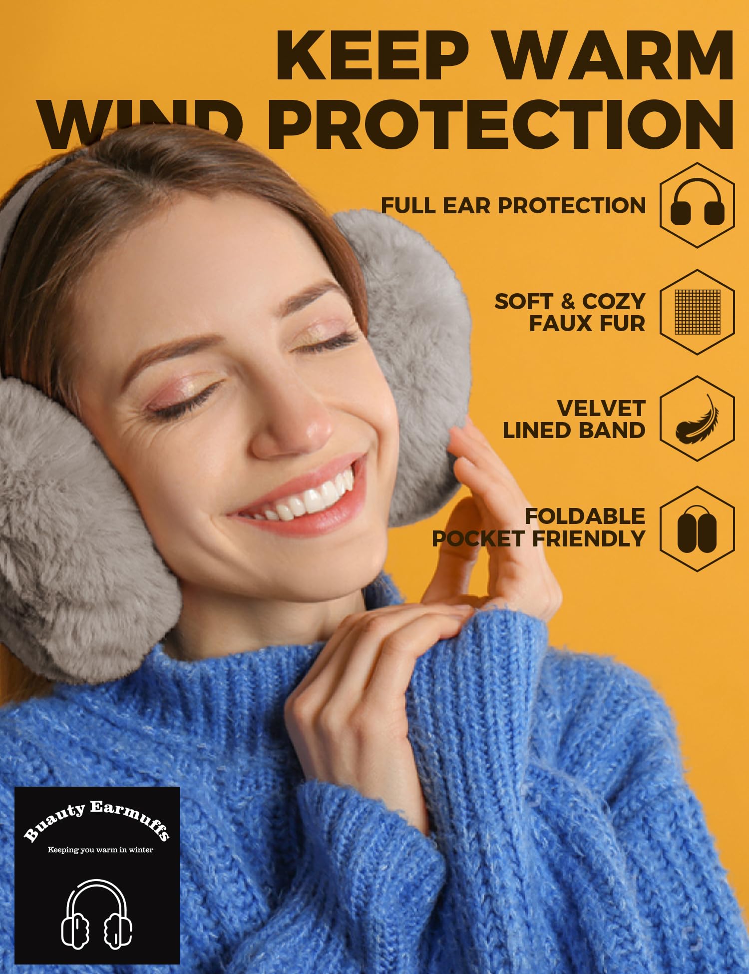 Buauty Ear Muffs Winter Women Men Soft Earmuffs Cute Ear Covers Cold Weather Fluffy Ear Warmers Headband Winter Accessories: Dark Khaki