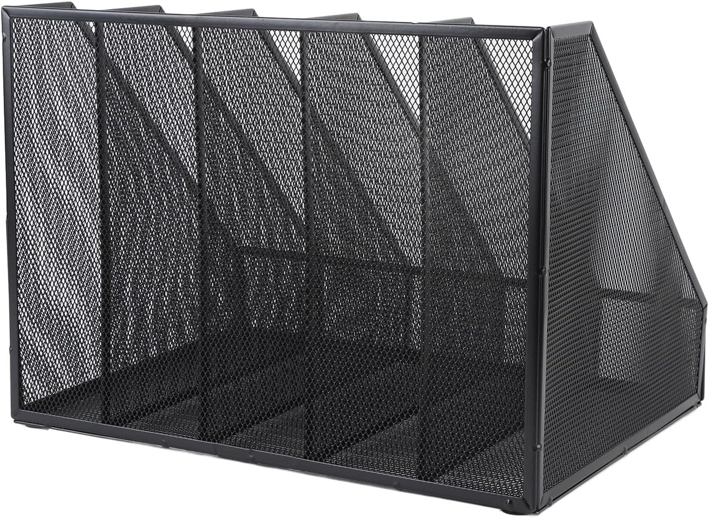 Sanpyl Vertical Desk Storage Rack Sturdy Metal Mesh Desktop File Organizer for Office Black