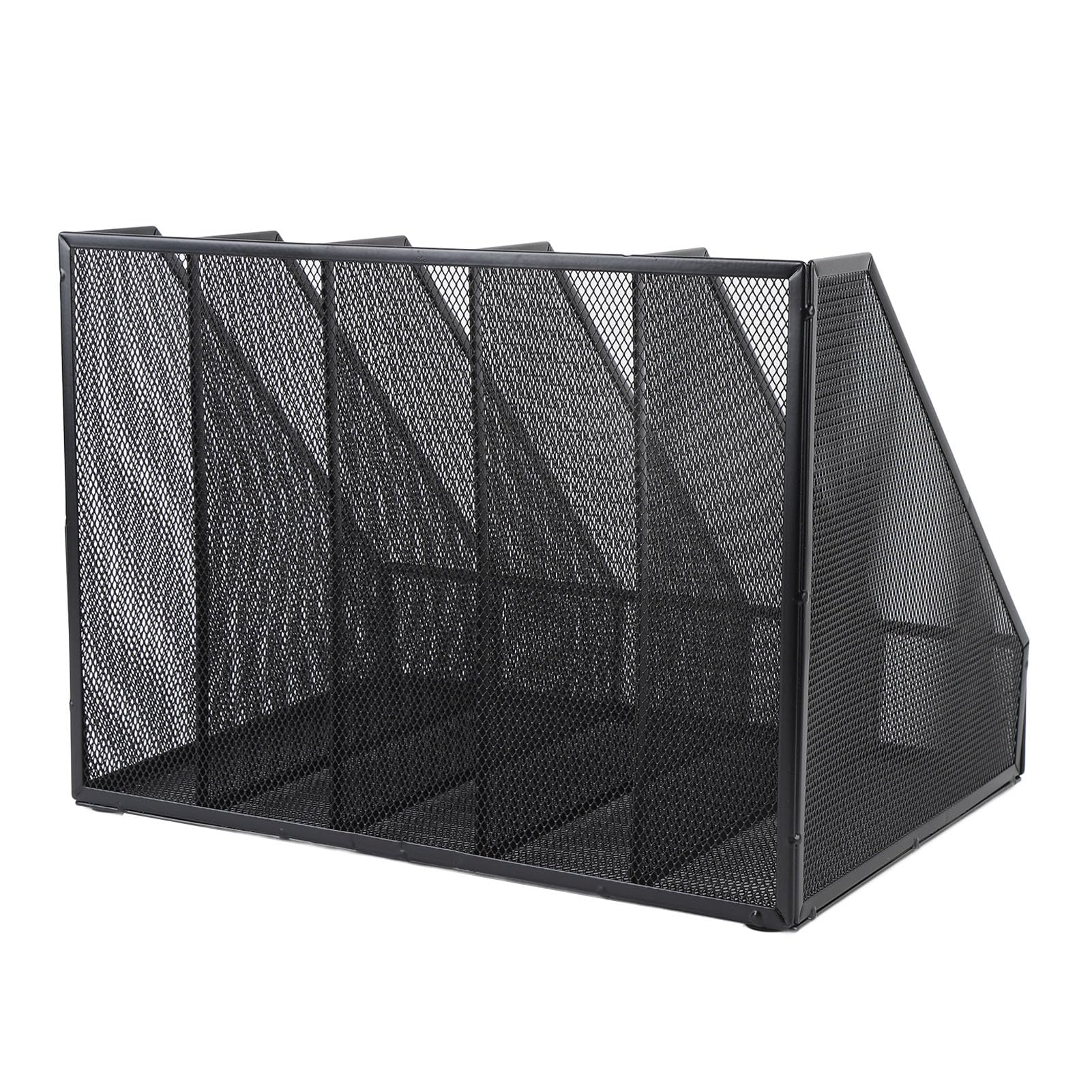 Organizzatore di file da tavolo Scaffale da scrivania verticale a 5 sezioni Rete addensata Robusta casa per ufficio Scuola Nero