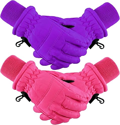 Boao Guantes de esquí de invierno para niños, impermeables, cálidos, guantes de dedo completo para niños pequeños