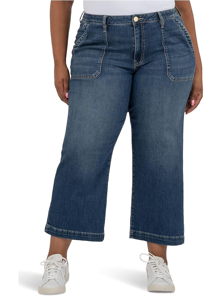 Silver KUT from the Kloth Plus Charlotte High Rise Wide Leg Pork Chop-wide Hem