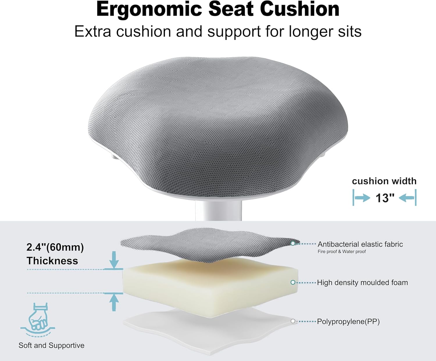 Wobble Stool - Adjustable Height Standing Desk Chair | Sit Stand Stool with 360-Degree Non-Slip Swivel Base|for Home,Office and Classroom(Light Wood) - Image 3