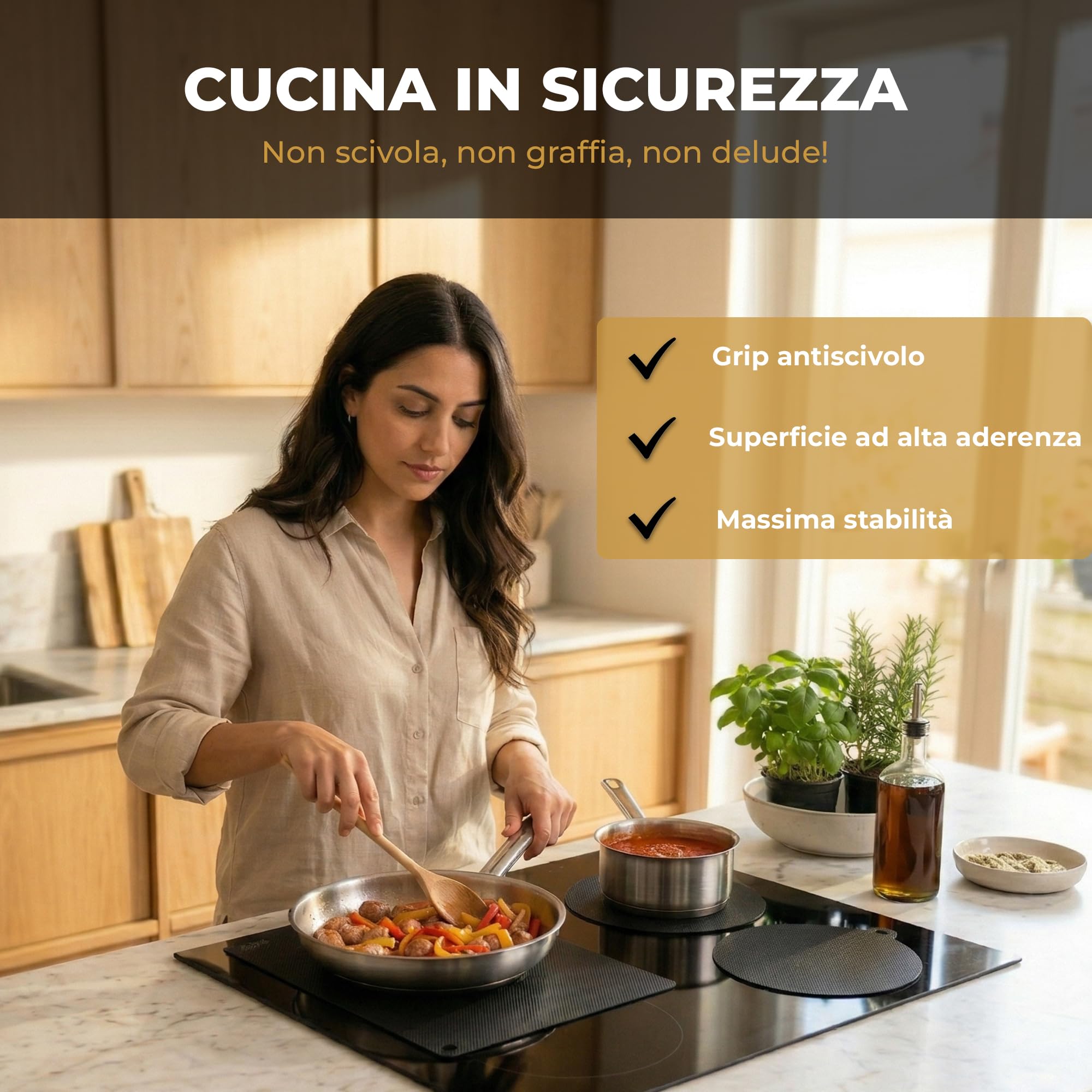 Protezione Piano Induzione 80x52 | Copri Piano Induzione | Tappetino Copertura Proteggi Piano Cottura | Set 5 Tappetini 3x22cm 1x24cm 1x25x35cm | Sottopentola Antigraffio Copri Piastra Induzione - 5