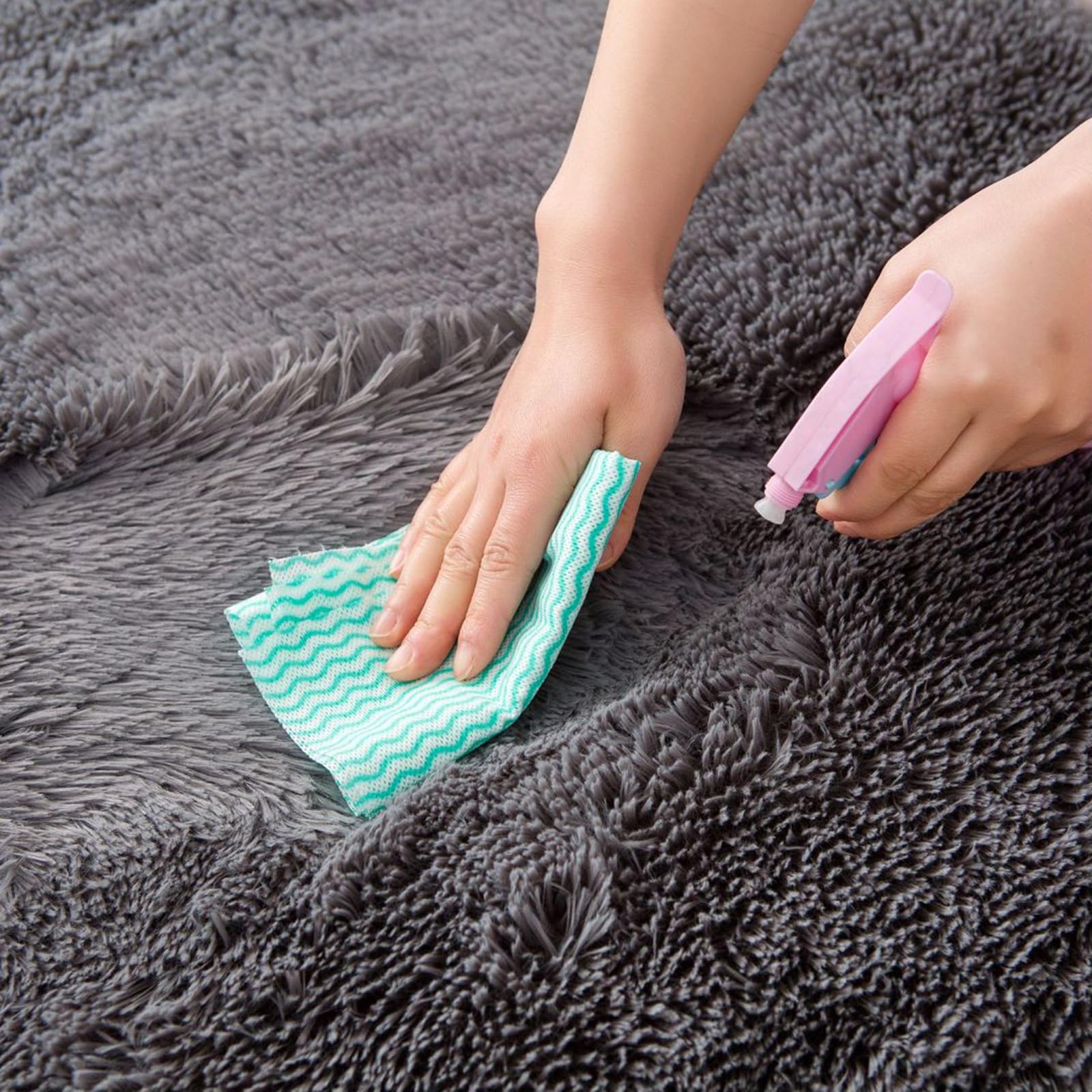 QUINZI Tappeto per soggiorno e camera da letto, morbido e morbido, antiscivolo, lavabile (grigio scuro, 180 x 270 cm)