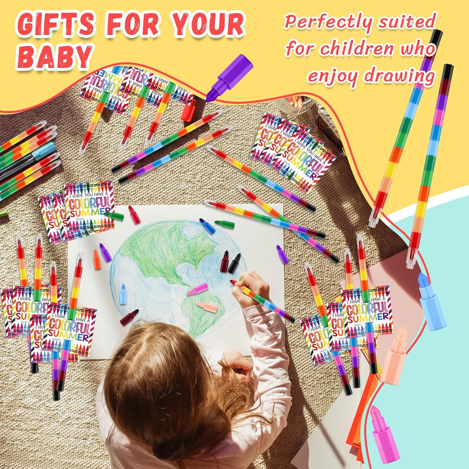 30 Set End of School Year Student Gifts Bulk 12 Colors Stacking Crayons Stackable Buildable Crayons DIY Rainbow Pencil Coloring Drawing Sketching Art Painting Craft Supplies for Classroom Office Schoo