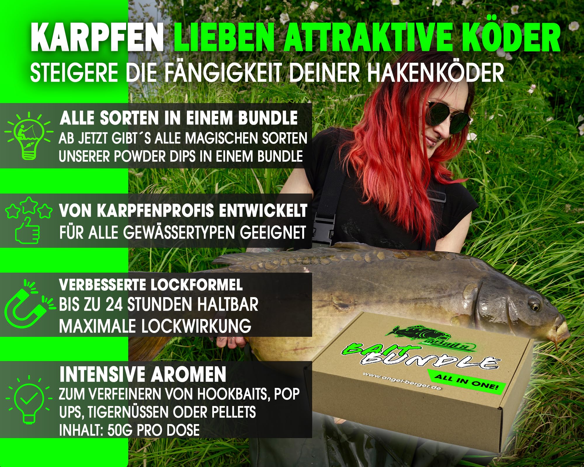 Angel-Berger Magic Baits Bait Bundle Powder Dips All in One Boiliedip Set di boiliedip in polvere